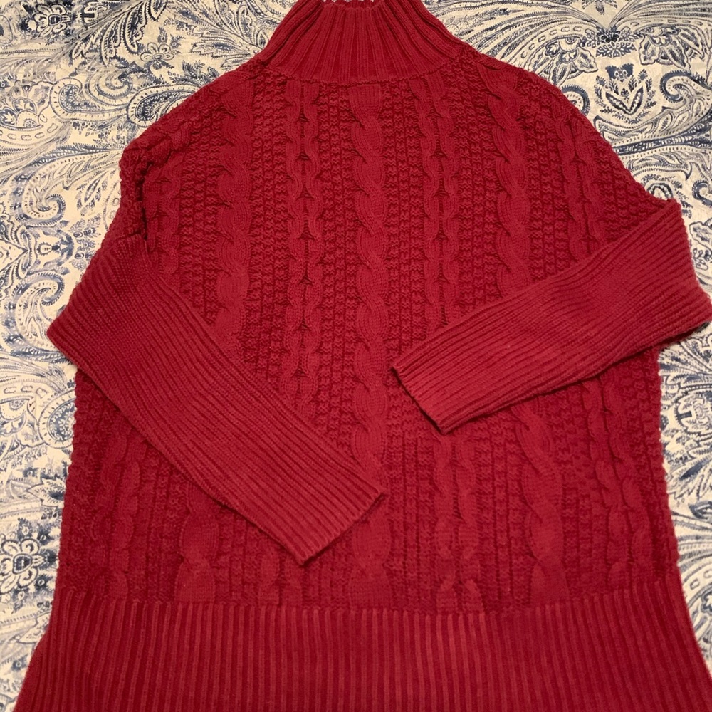 Mock neck high low tunic/sweater